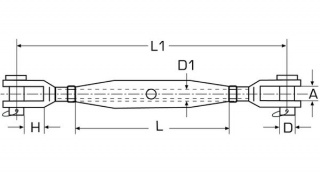 Śruba rzymska w tulei z widełkami M20